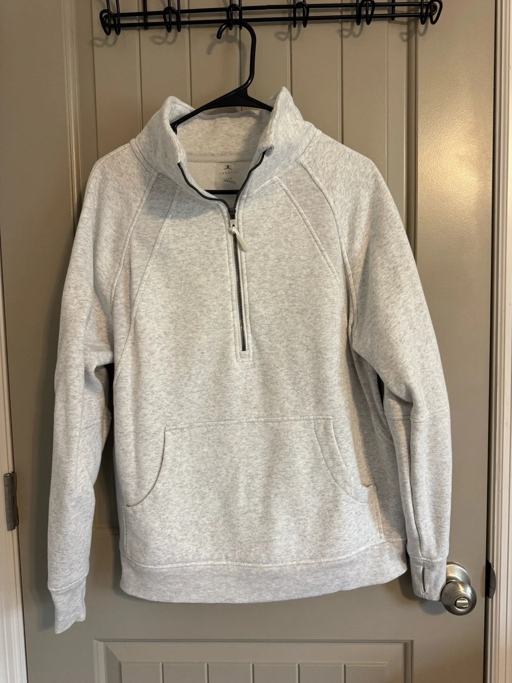 Danskin Light Gray Quarter-Zip Pullover Sweater